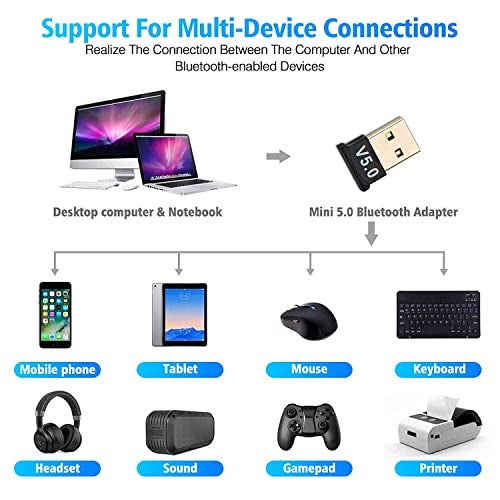 AUSHA® USB Bluetooth 5.0 Adapter Transmitter Bluetooth Receiver Audio Bluetooth Dongle Wireless USB Adapter for Computer PC Laptop - Image 2