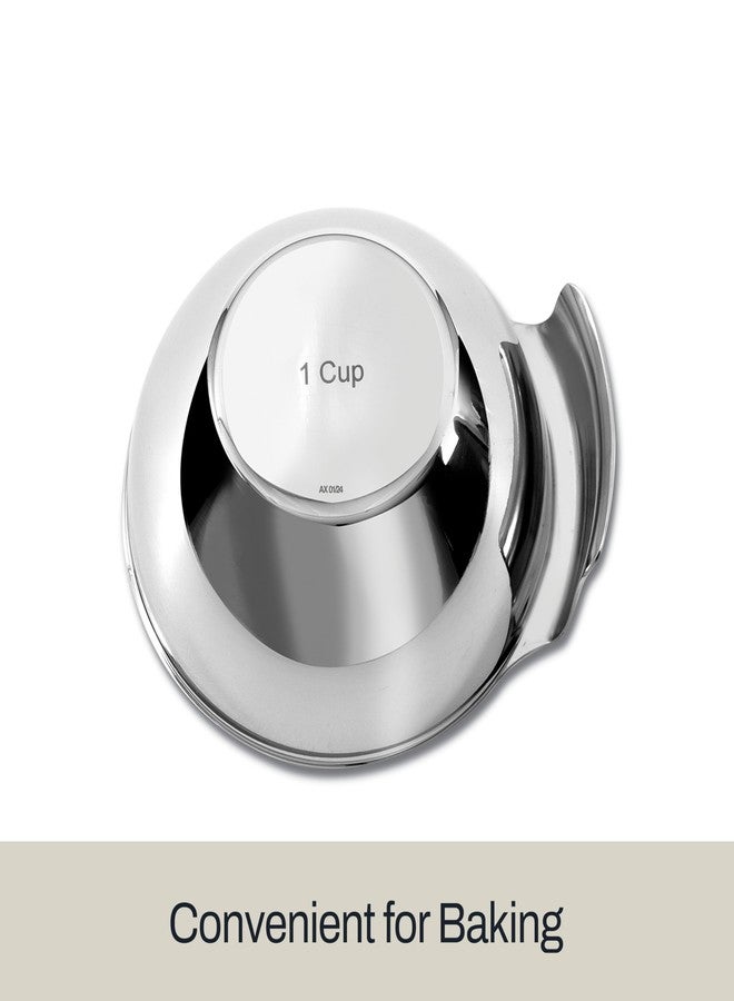اول-كلاد طقم أوعية قياس صغيرة من الفولاذ المقاوم للصدأ من All-Clad Kitchen Essentials، مكون من 3 قطع، يشمل أكواب قياس قابلة للتكديس بأحجام 1 و1/2 و1/4 بوصة، أدوات للطبخ والخبز، أدوات طهي، آمن للغسل في غسالة الأطباق، فضي اللون - Image 4