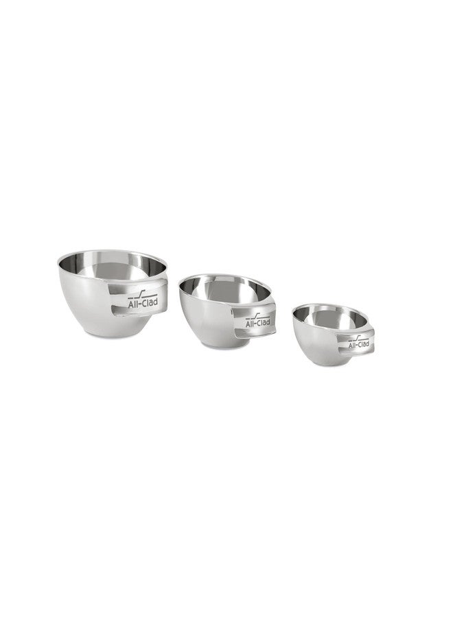 اول-كلاد طقم أوعية قياس صغيرة من الفولاذ المقاوم للصدأ من All-Clad Kitchen Essentials، مكون من 3 قطع، يشمل أكواب قياس قابلة للتكديس بأحجام 1 و1/2 و1/4 بوصة، أدوات للطبخ والخبز، أدوات طهي، آمن للغسل في غسالة الأطباق، فضي اللون - Image 1
