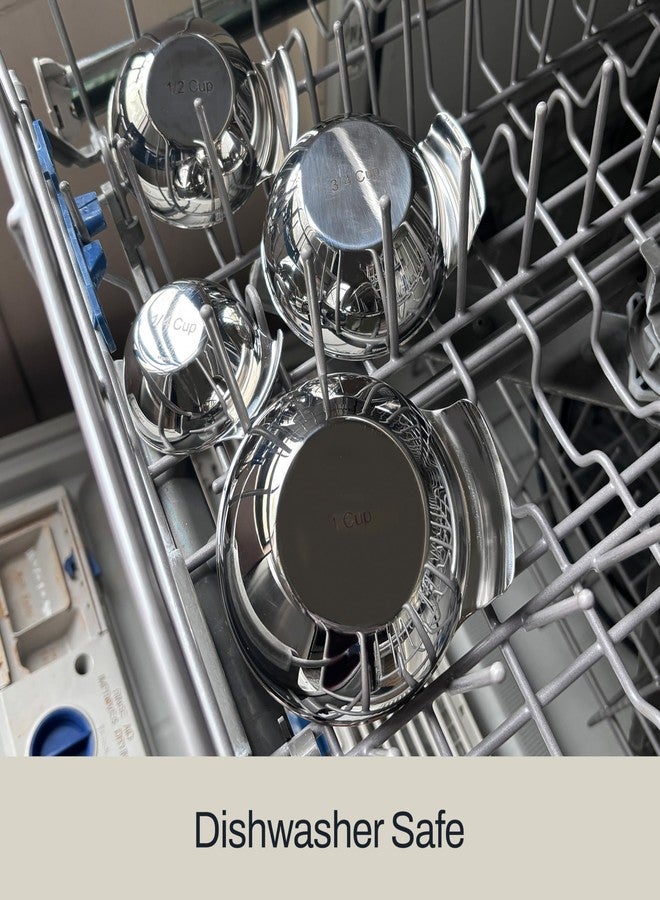 اول-كلاد طقم أوعية قياس صغيرة من الفولاذ المقاوم للصدأ من All-Clad Kitchen Essentials، مكون من 3 قطع، يشمل أكواب قياس قابلة للتكديس بأحجام 1 و1/2 و1/4 بوصة، أدوات للطبخ والخبز، أدوات طهي، آمن للغسل في غسالة الأطباق، فضي اللون - Image 5