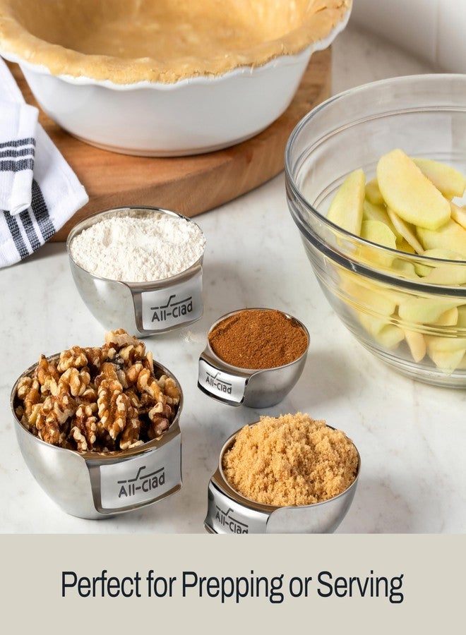 اول-كلاد طقم أوعية قياس صغيرة من الفولاذ المقاوم للصدأ من All-Clad Kitchen Essentials، مكون من 3 قطع، يشمل أكواب قياس قابلة للتكديس بأحجام 1 و1/2 و1/4 بوصة، أدوات للطبخ والخبز، أدوات طهي، آمن للغسل في غسالة الأطباق، فضي اللون - Image 2