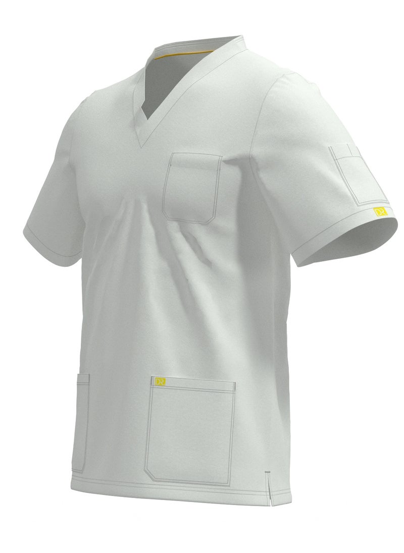 Doctor - Scrub Comfortable white Lycra fabric with many pockets is meticulously crafted to retain its color without fading with repeated washing - Image 1