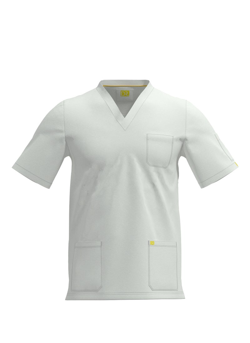 Doctor - Scrub Comfortable white Lycra fabric with many pockets is meticulously crafted to retain its color without fading with repeated washing - Image 1