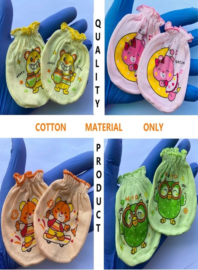 Wavva Pack Of 4 Pairs, Cotton Mittens For New Born Baby 0-6 Months|Baby Hand Gloves|New Born Baby Products.,Multicolor - Image 2