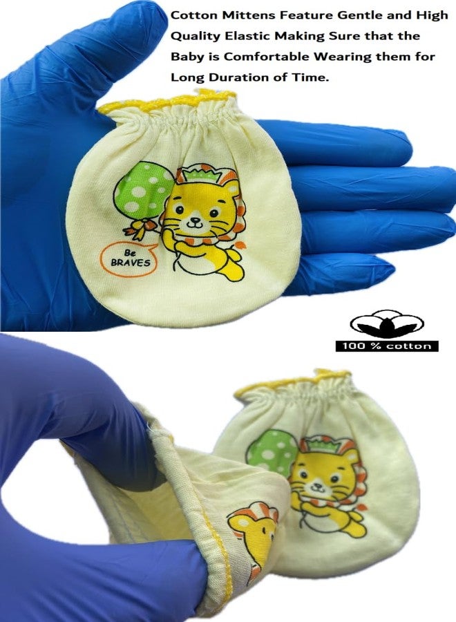 Wavva Pack Of 4 Pairs, Cotton Mittens For New Born Baby 0-6 Months|Baby Hand Gloves|New Born Baby Products.,Multicolor - Image 3