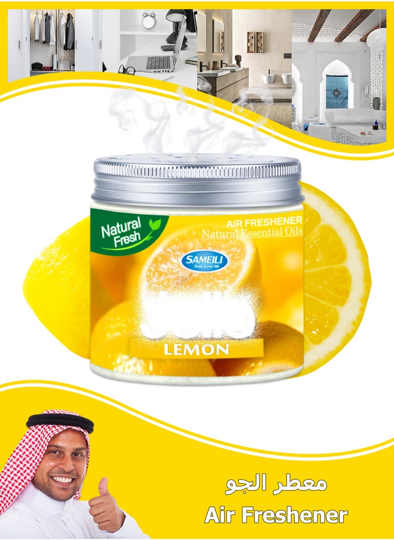 SAMEILI Air Freshener - Lemon - Gel Scent Freshener - Odor Eliminator - Solid Wood Block Aromatherapy - Contains Essential Oil Ingredients - Scent Freshener - For Closet, Bathroom, Car, Living Room, Office, Pet Area - 220g  - Image 1