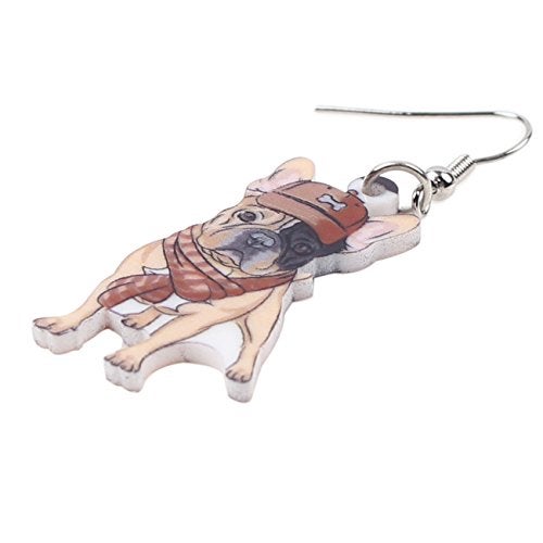 Bonsny Acrylic Drop Dangle French Bulldog Earrings Five Color Funny Design Lovely Gift For Women Jewelry(Blue) - Image 3