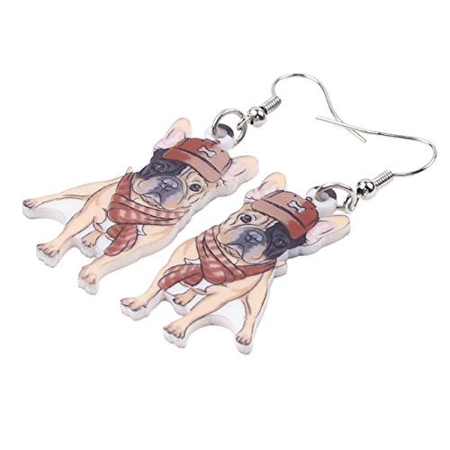 Bonsny Acrylic Drop Dangle French Bulldog Earrings Five Color Funny Design Lovely Gift For Women Jewelry(Blue) - Image 2