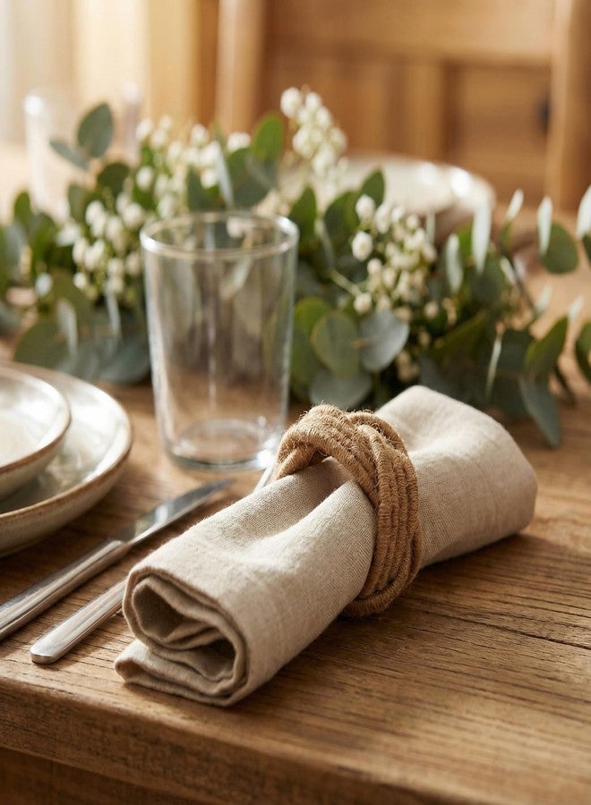 GURU JEE™ Handmade Jute Napkin Rings Brown Set of 4 Everyday Use Dining Party Tabletop Décor Gifts Napkin Holder 1.5 Inch in Size Artisan Crafted in India - Image 5