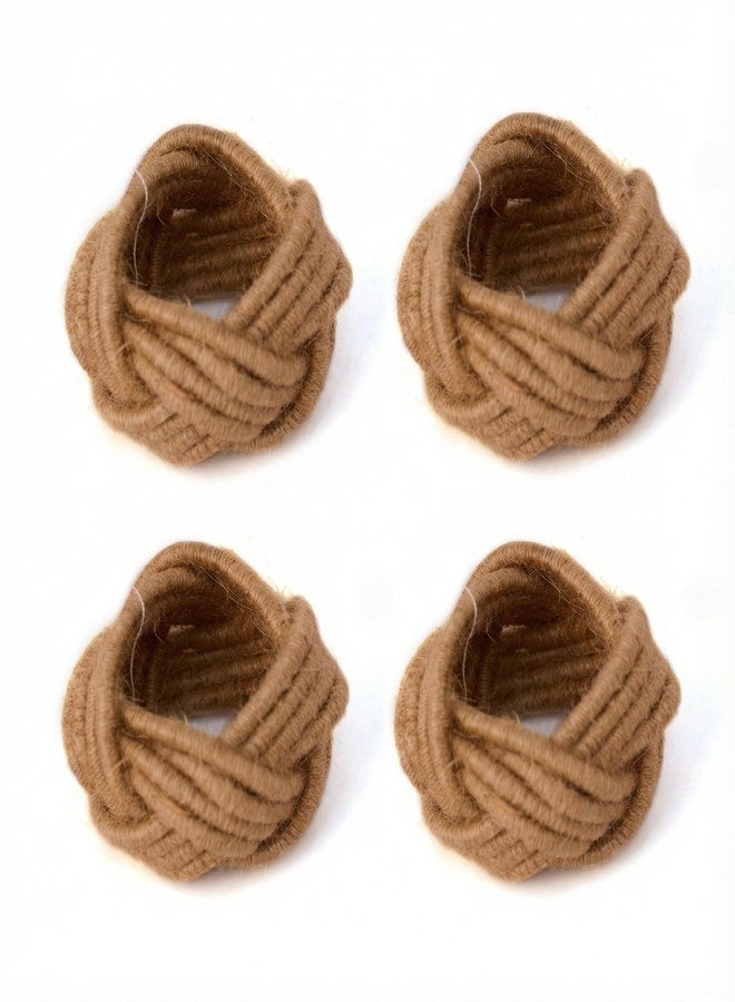 GURU JEE™ Handmade Jute Napkin Rings Brown Set of 4 Everyday Use Dining Party Tabletop Décor Gifts Napkin Holder 1.5 Inch in Size Artisan Crafted in India - Image 1