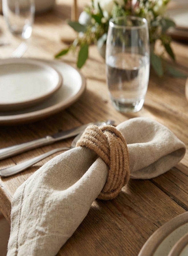 GURU JEE™ Handmade Jute Napkin Rings Brown Set of 4 Everyday Use Dining Party Tabletop Décor Gifts Napkin Holder 1.5 Inch in Size Artisan Crafted in India - Image 4