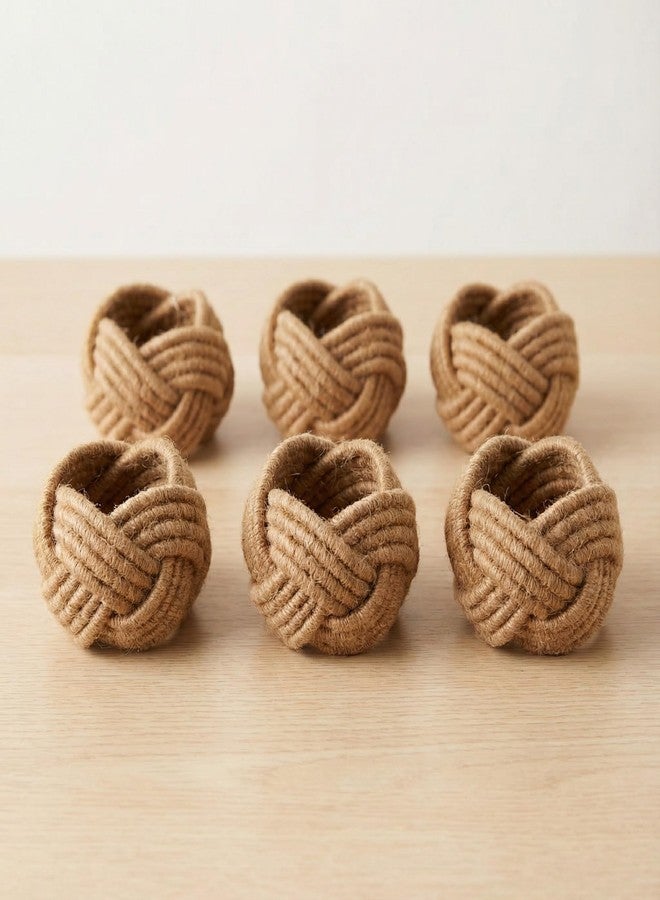 GURU JEE™ Handmade Jute Napkin Rings Brown Set of 4 Everyday Use Dining Party Tabletop Décor Gifts Napkin Holder 1.5 Inch in Size Artisan Crafted in India - Image 3