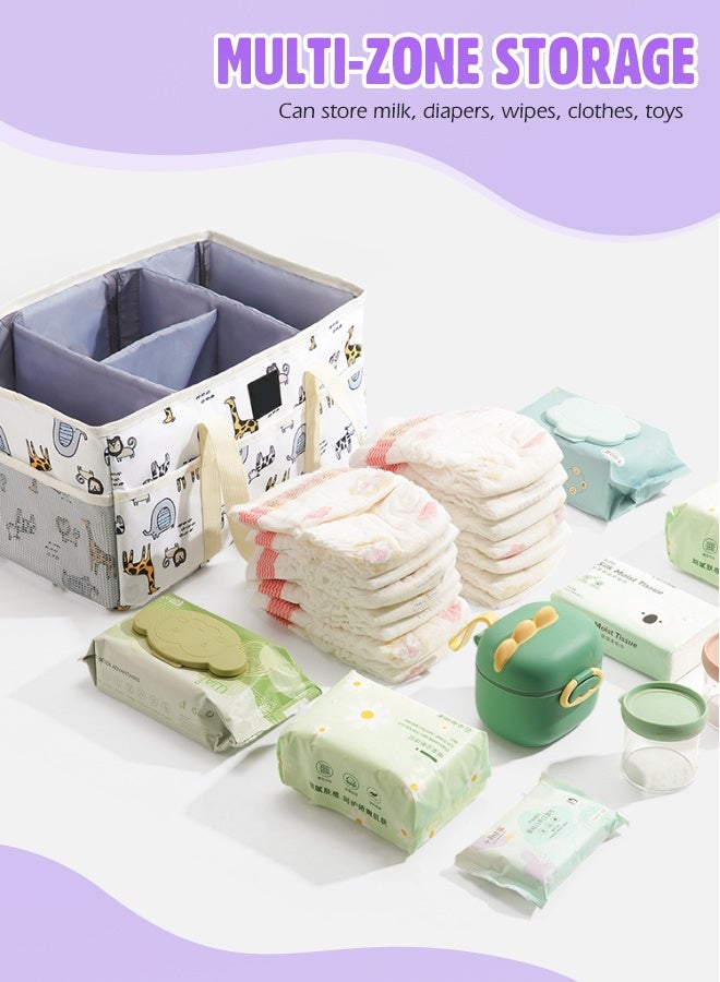 Soft Touch Baby Diaper Caddy Organizer Portable Storage Basket for Diapers Foldable Diapers Storage Bag Baby Shower Basket for Newborn Diaper Storage Organizer Suitable for Indoor Outdoor - Image 5