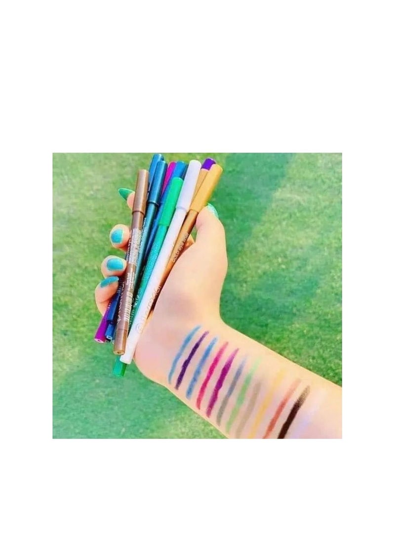 طقم قلم تحديد عيون مقاوم للماء من 12 قطعة