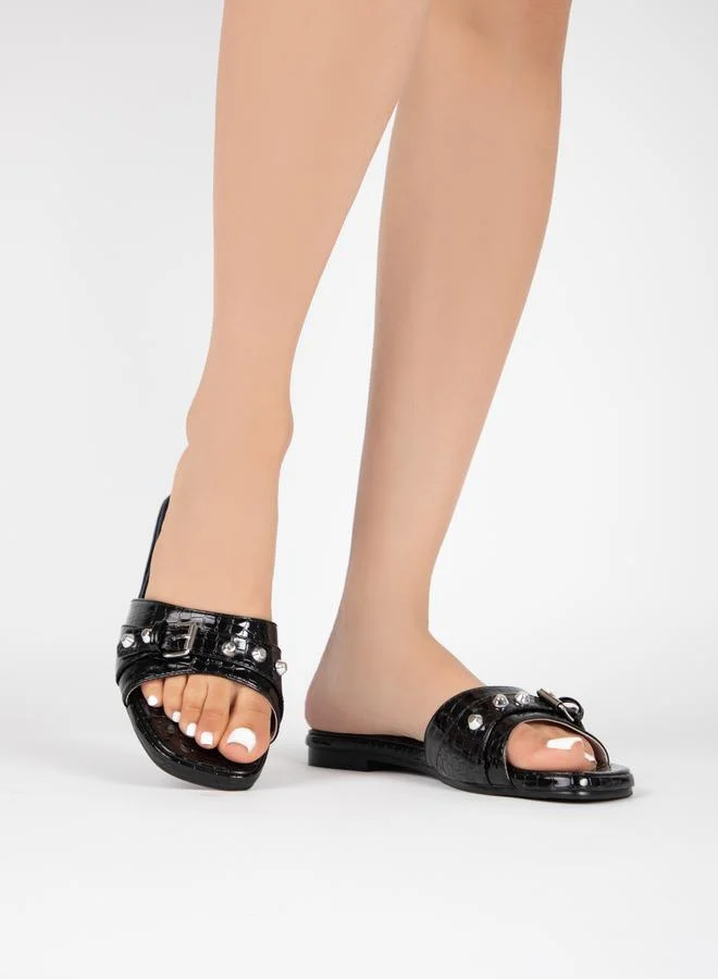 RAID Studded Strap Textured Flat Sandals by Styli