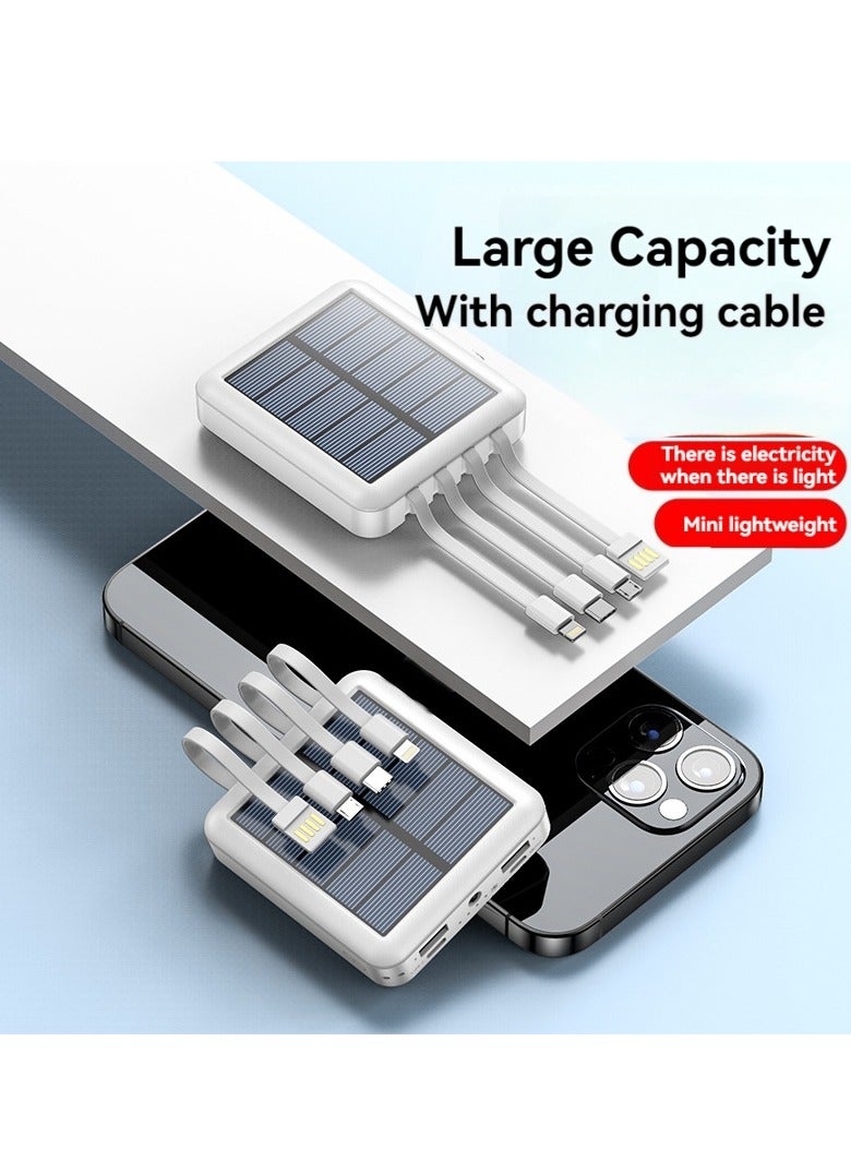 Solar power bank 20000 mAh large capacity mini comes with charging cable for convenient sharing of mobile power supply (white)  - Image 1