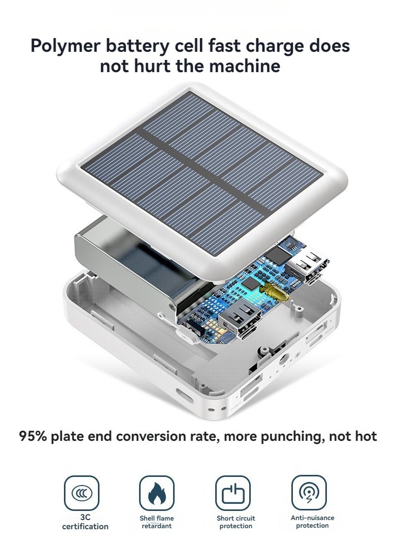 Solar power bank 20000 mAh large capacity mini comes with charging cable for convenient sharing of mobile power supply (white)  - Image 5