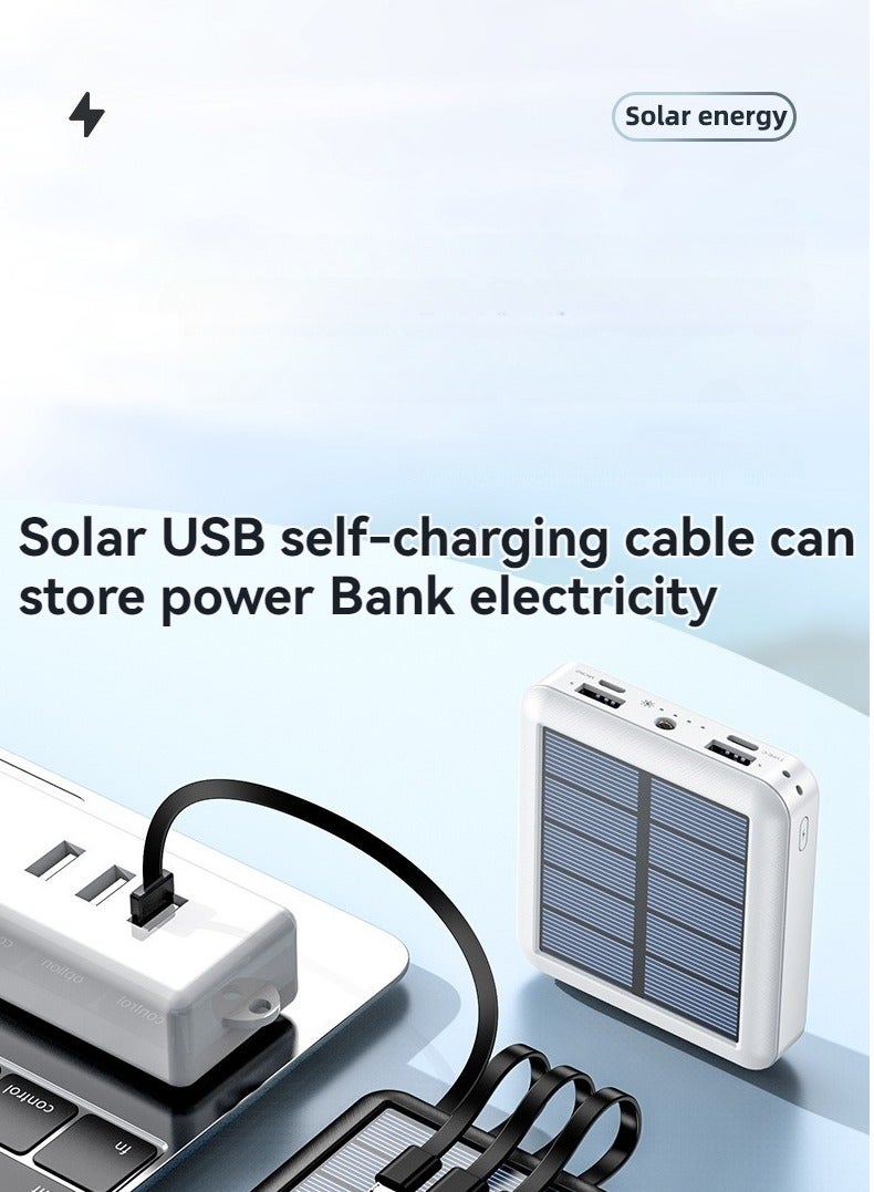 Solar power bank 20000 mAh large capacity mini comes with charging cable for convenient sharing of mobile power supply (white)  - Image 4