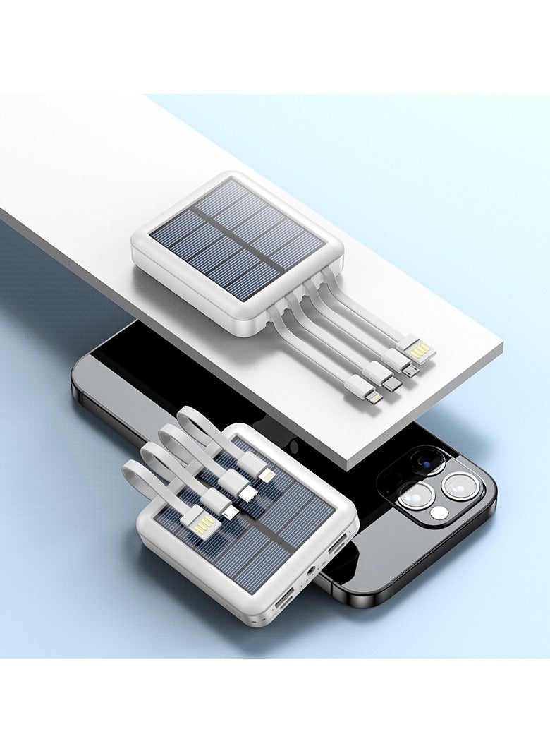 Solar power bank 20000 mAh large capacity mini comes with charging cable for convenient sharing of mobile power supply (white)  - Image 3