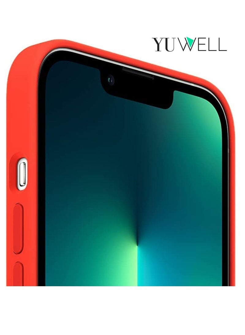 Yuwell iPhone 14 Case Silicone Shockproof Protective Case Cover 6.1 Inch Soft Liquid Gel Rubber iPhone 14 Silicone Case Reddish Orange - Image 2