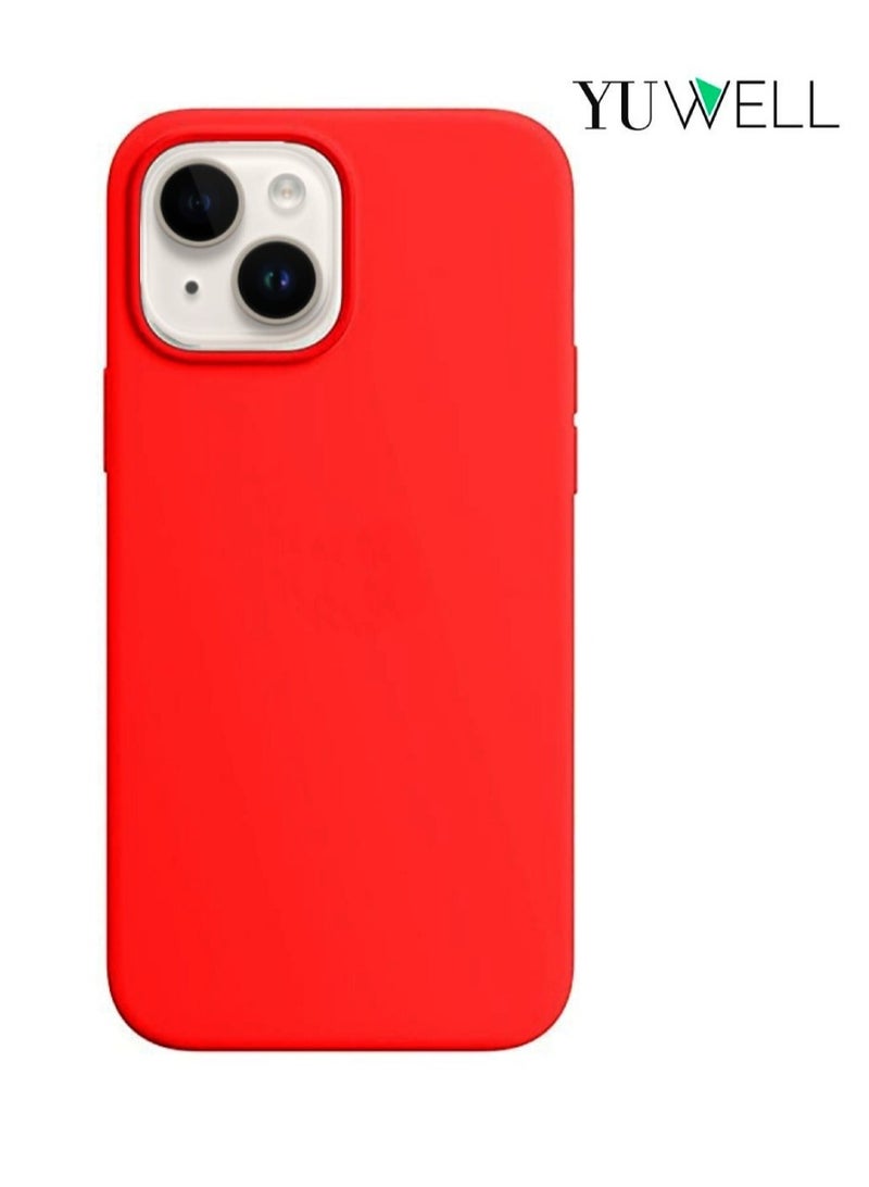 Yuwell iPhone 14 Case Silicone Shockproof Protective Case Cover 6.1 Inch Soft Liquid Gel Rubber iPhone 14 Silicone Case Reddish Orange - Image 1
