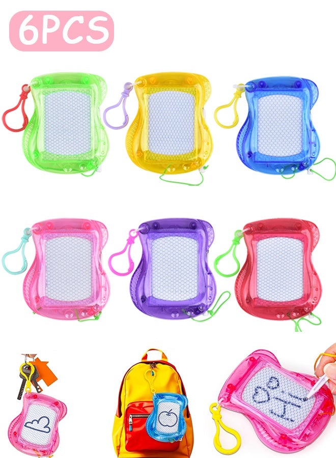 Quantum 6 PCS Mini Magnetic Doodle Boards, Backpack Keychain Clip Doodle Drawing Boards, Wipeable Doodle Sketch and Writing Boards with Backpack Keychain - Image 1
