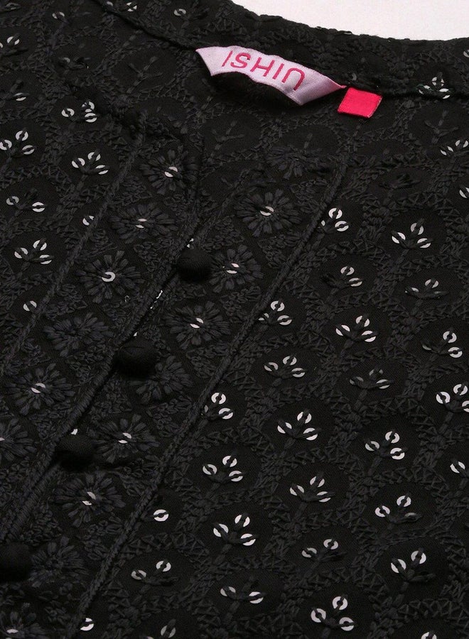 آي شين طقم كورتا مطرز بياقة مشقوقة مع بنطلون من إيشين - Image 2