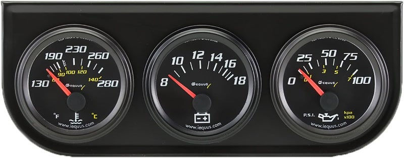 Equus 6200 2" Volt Triple Gauge Kit, Black - Image 1