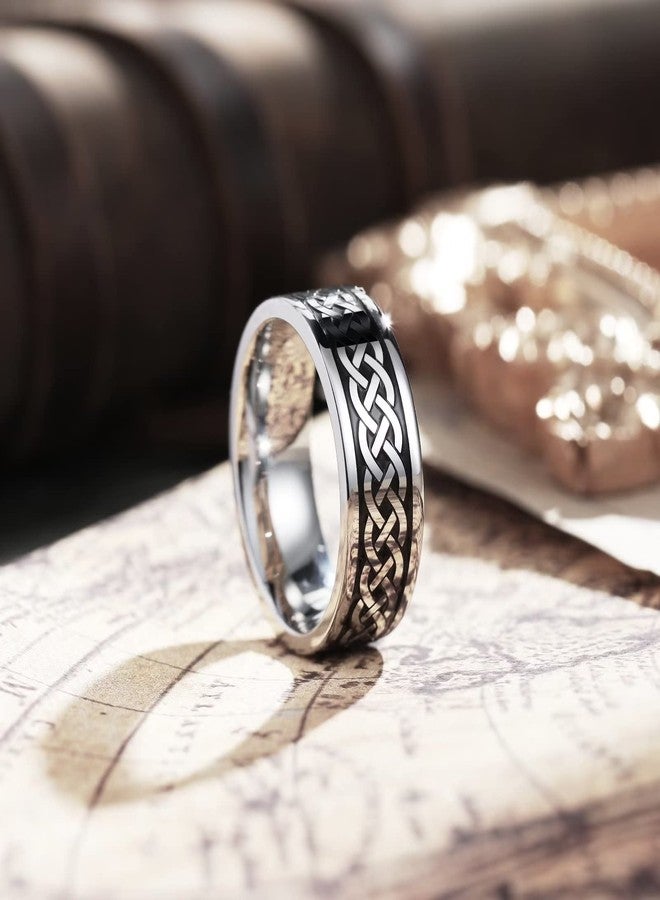 King Will Black Silver Mens 8mm Celtic Knot Stainless Steel Wedding Band Rings Pipe Cut High Polish Finish Laser Silver Celtic Knot Wedding Band for Men Comfort Fit 11 - Image 2