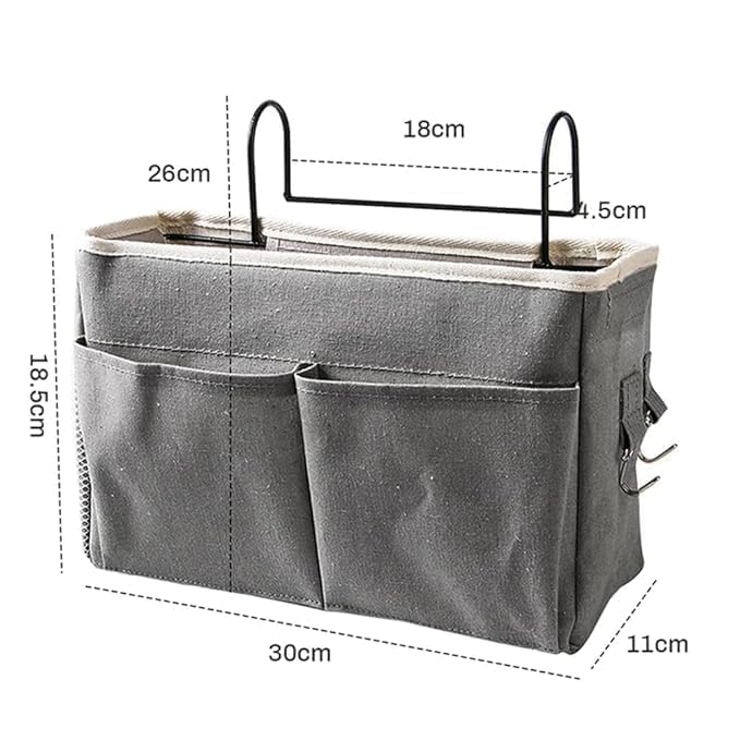 LOCANS Bedroom Accessories Hanging Bedside Caddy Bedroom Organiser Dorm bed hanging basket Hostel Essentials Bed Side Storage Organiser Multipurpose cloth hanging shelf - Image 2