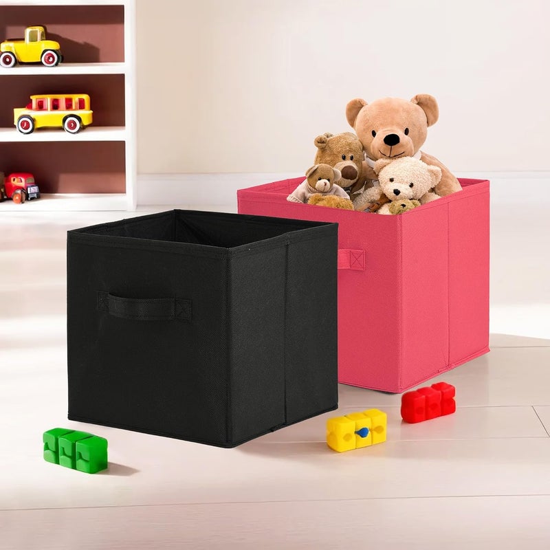 Kuber Industries Pack of 2 Square Foldable Multipurpose Wardrobe Storage Organizer for Home 11 Inch Portable CupboardCloset Organiser Storage Box for Clothes Toys Pink Black - Image 1