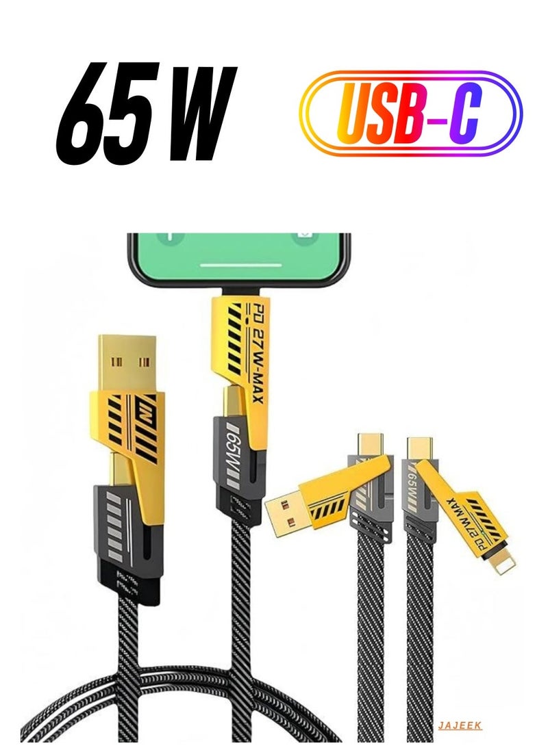 JAJEEK - 4 in 1 Multi Charging Cable, 120CM [65W] Fast Charging for iPhone 16/15/14/13 Pro Max, Airpods, iWatch, iPad, MacBook, Samsung S24/S23/S22 & Google, 2M Length - Image 1