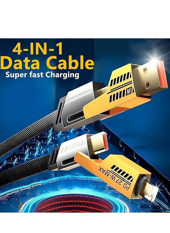 JAJEEK - 4 in 1 Multi Charging Cable, 120CM [65W] Fast Charging for iPhone 16/15/14/13 Pro Max, Airpods, iWatch, iPad, MacBook, Samsung S24/S23/S22 & Google, 2M Length - Image 1
