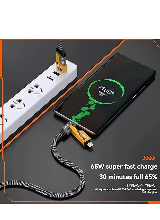 JAJEEK - 4 in 1 Multi Charging Cable, 120CM [65W] Fast Charging for iPhone 16/15/14/13 Pro Max, Airpods, iWatch, iPad, MacBook, Samsung S24/S23/S22 & Google, 2M Length - Image 1