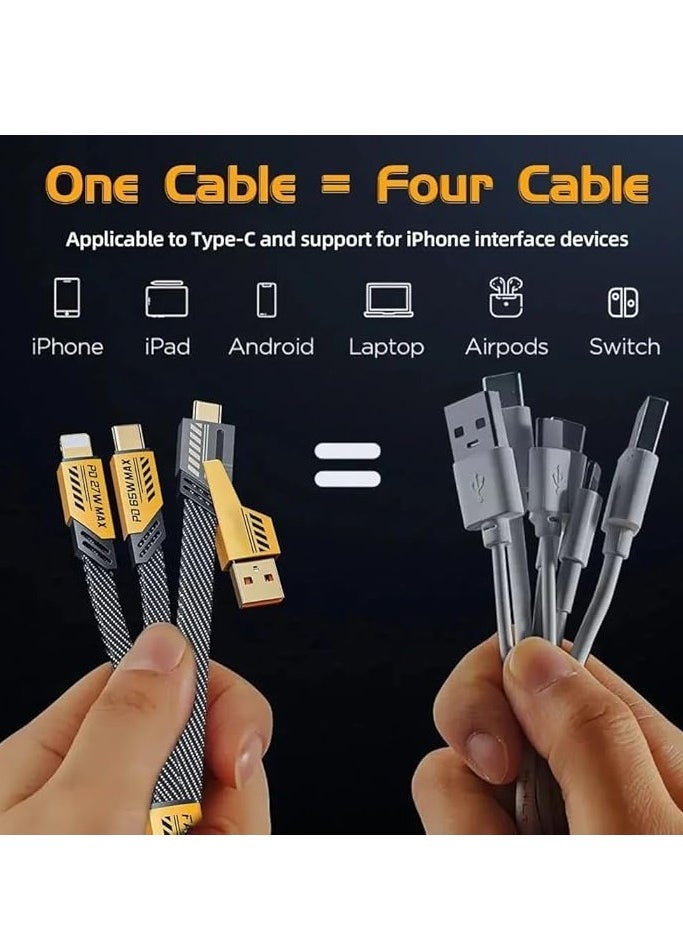 JAJEEK - 4 in 1 Multi Charging Cable, 120CM [65W] Fast Charging for iPhone 16/15/14/13 Pro Max, Airpods, iWatch, iPad, MacBook, Samsung S24/S23/S22 & Google, 2M Length - Image 1