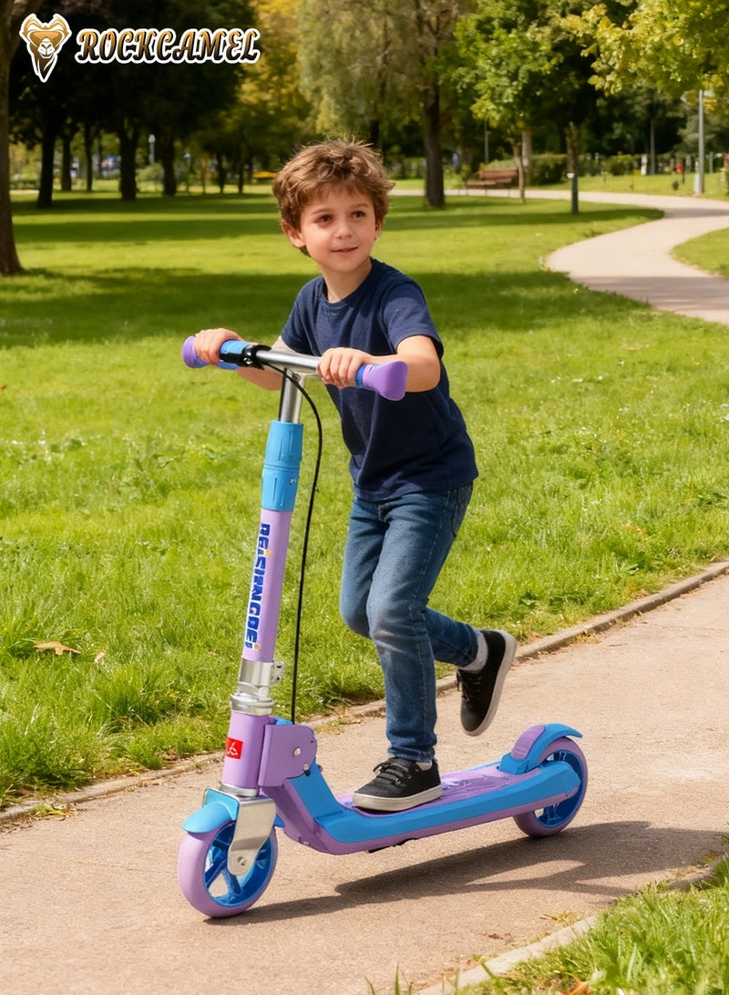 ROCKCAMEL 2-Wheel Kick Scooter, Foldable Lightweight Scooter with Music, LED Lighted Wheels and 5-Level Adjustable Height Handlebars, Dual Braking System, Push Scooter for kids 5-18 Years, Up to 100kg - Image 2