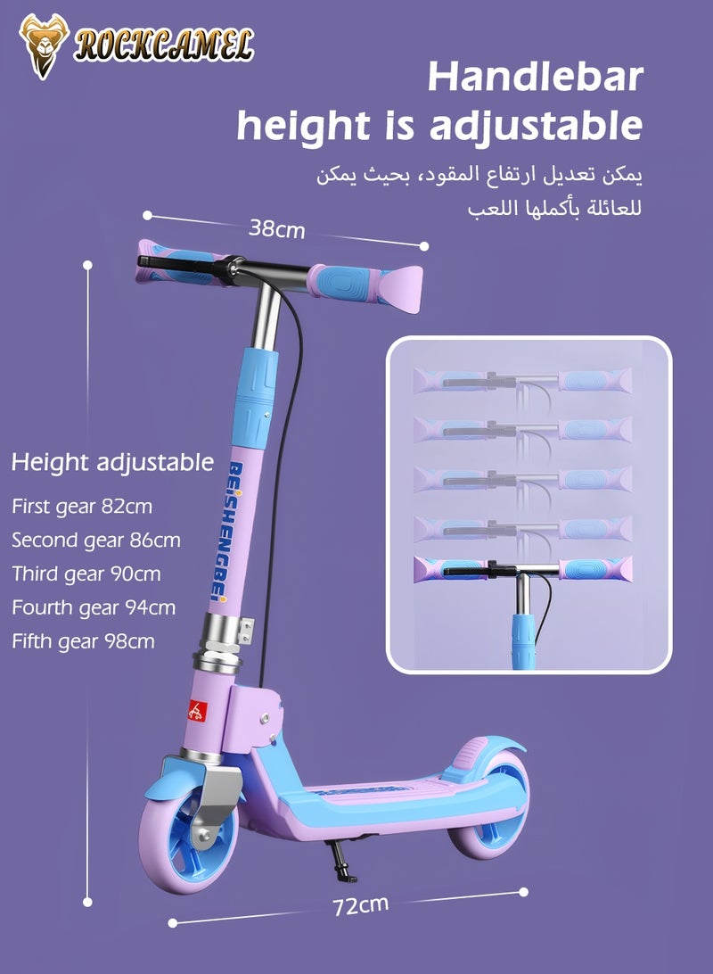 ROCKCAMEL 2-Wheel Kick Scooter, Foldable Lightweight Scooter with Music, LED Lighted Wheels and 5-Level Adjustable Height Handlebars, Dual Braking System, Push Scooter for kids 5-18 Years, Up to 100kg - Image 4