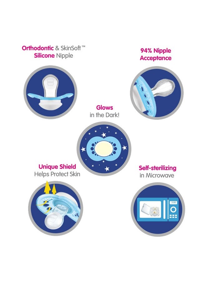MAM Mam Night Pacifiers (2 Count) Mam Pacifiers 6+ Months Best Pacifier For Breastfed Babies Glow In The Dark Pacifier Baby Unisex Pacifier 616 2 Count (Pack Of 1)  - Image 2