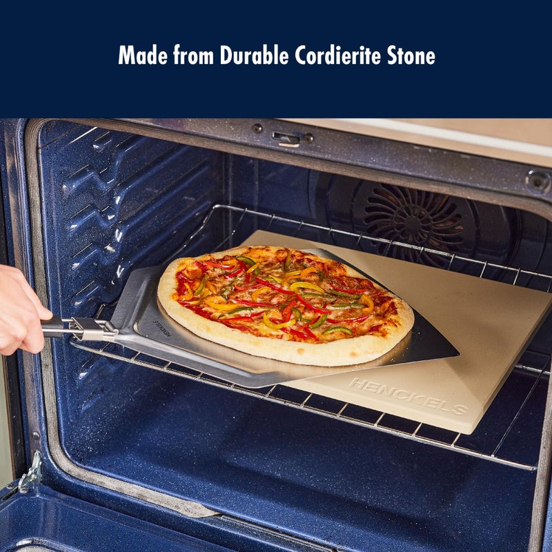 HENCKELS BBQ Pizza Stone for Oven and Grill, Cordierite Baking Stone for Crispy Crust, Heavy Duty Ceramic Stone for Outdoor Pizza Cooking, White - Image 3