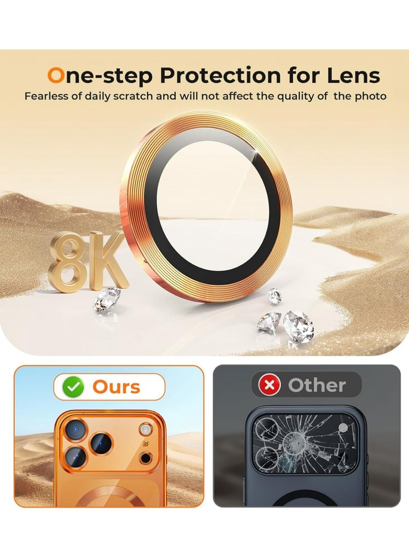 بولوز المغناطيسي لـ iPhone 17 Pro Max Case واضح ، متوافق مع MagSafe ، مدمج في حامي عدسة الكاميرا ، غطاء حالة الهاتف النحيف الناعم لـ iPhone 17Pro Max 6.9 " - البرتقالي - Image 3