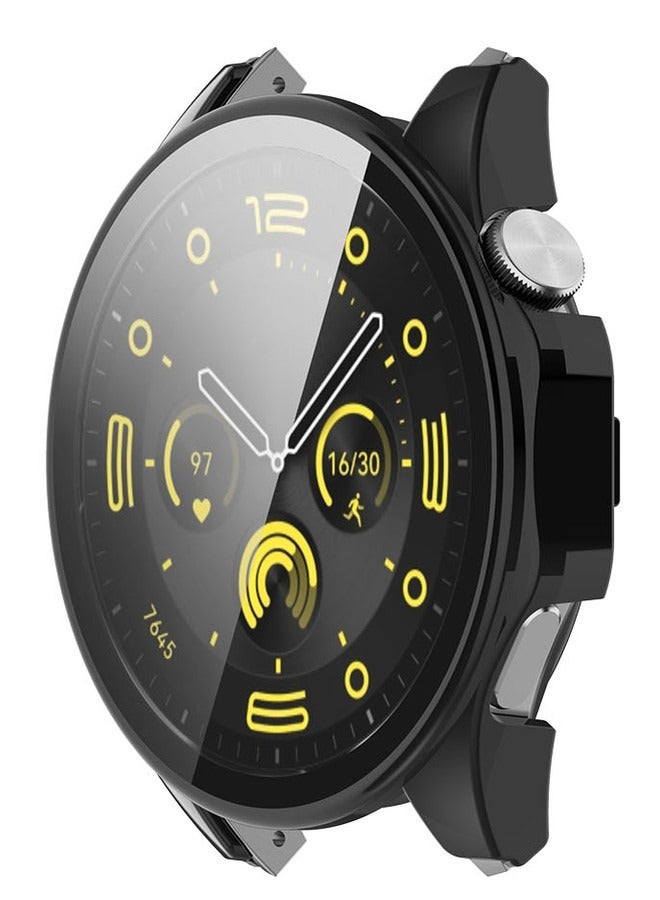 HUAWEI WATCH GT 4 46mm Case with 9H Tempered Glass Screen Protector, Unique Design Hard PC Waterproof Cover, Touch Sensitive Full Coverage Accessories for Huawei Watch GT4 46mm（Black) - Image 3