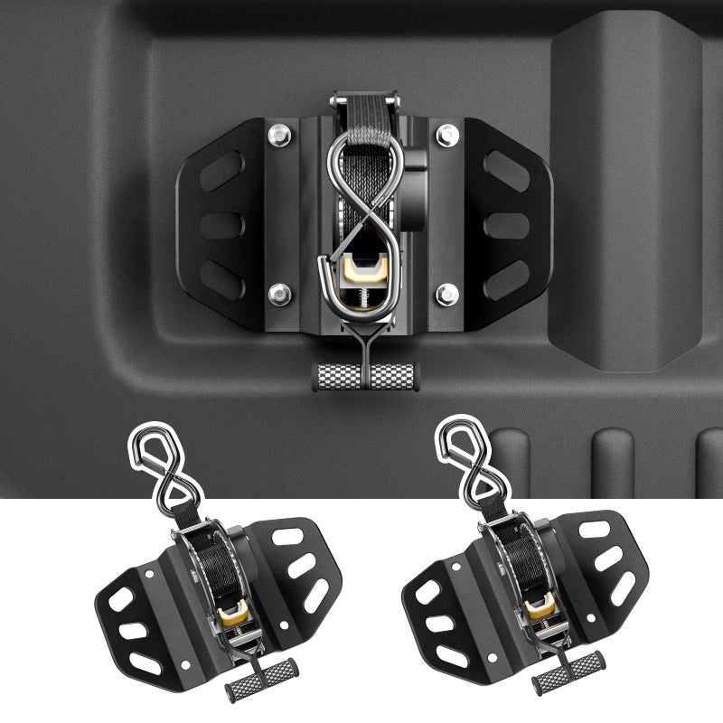 Maxzina Retractable Ratchet Straps Compatible with 2015-2025 2026 Ford F150 Retracting Straps 2PCS Auto Retract Securing Strap Tie Down System for 2025 F150 Accessories - Image 1