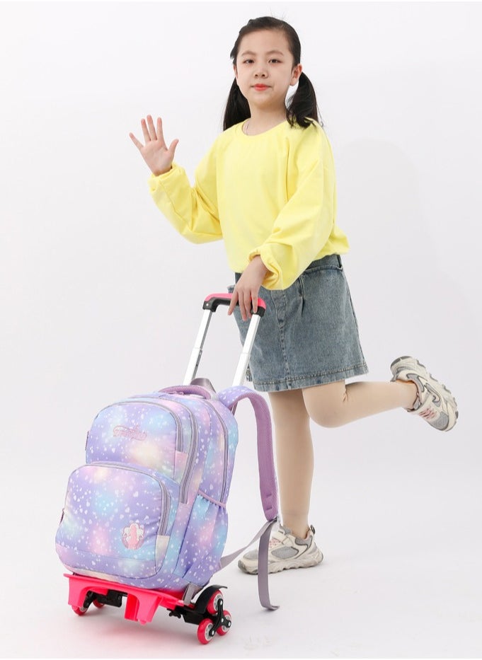 Loquat Girls Trolley School Bags Large Capacity Kids' Bookbag Students Rolling Backpack Travel Wheeled Kids' Luggage Bag for Elementary Schoolbag  - Image 2