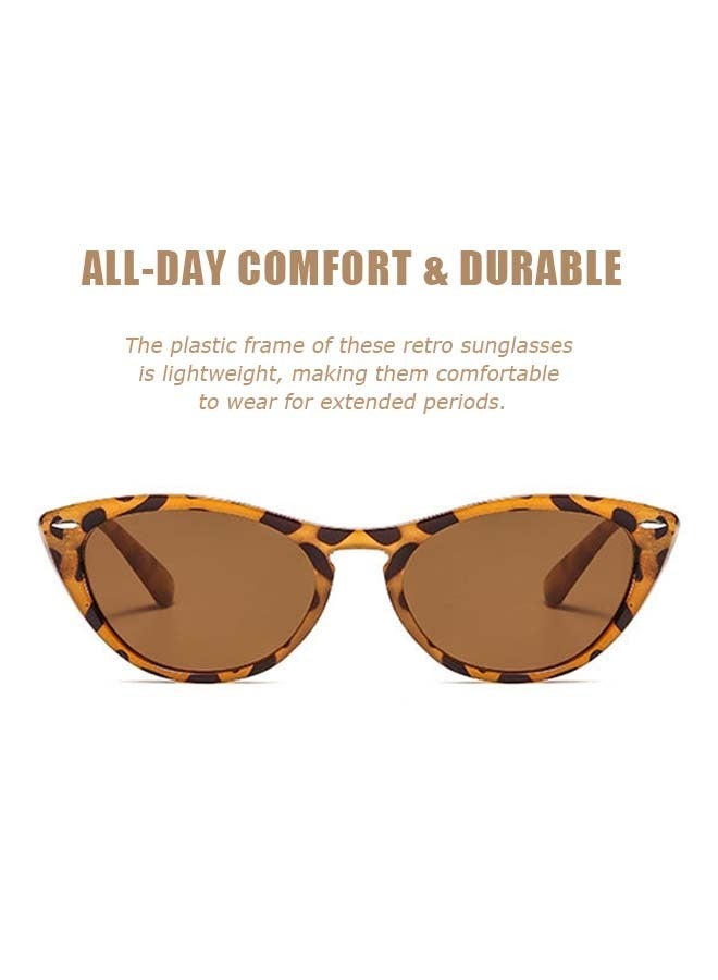نظارات شمسية للنساء، UV400 ذات حافة كاملة من الفهد طباعة إطار بلاستيكي نظارات واقية من الشمس (بنية) - Image 3