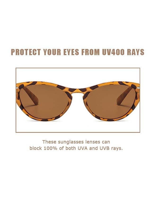 نظارات شمسية للنساء، UV400 ذات حافة كاملة من الفهد طباعة إطار بلاستيكي نظارات واقية من الشمس (بنية) - Image 5