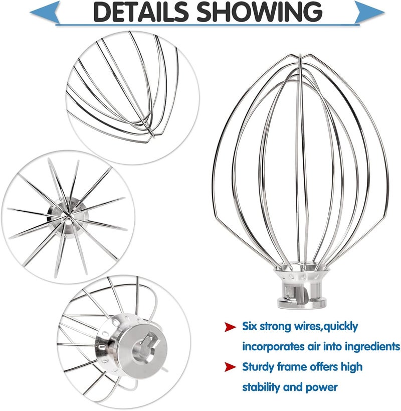 Moloudan Wire Whip Attachment for KitchenAid 5 Quart Bowl-Lift Stand Mixer, K5AWW Replacement 6-Wire Whip, Egg Cream Stirrer, Cake Mayonnaise Whisk - Image 5