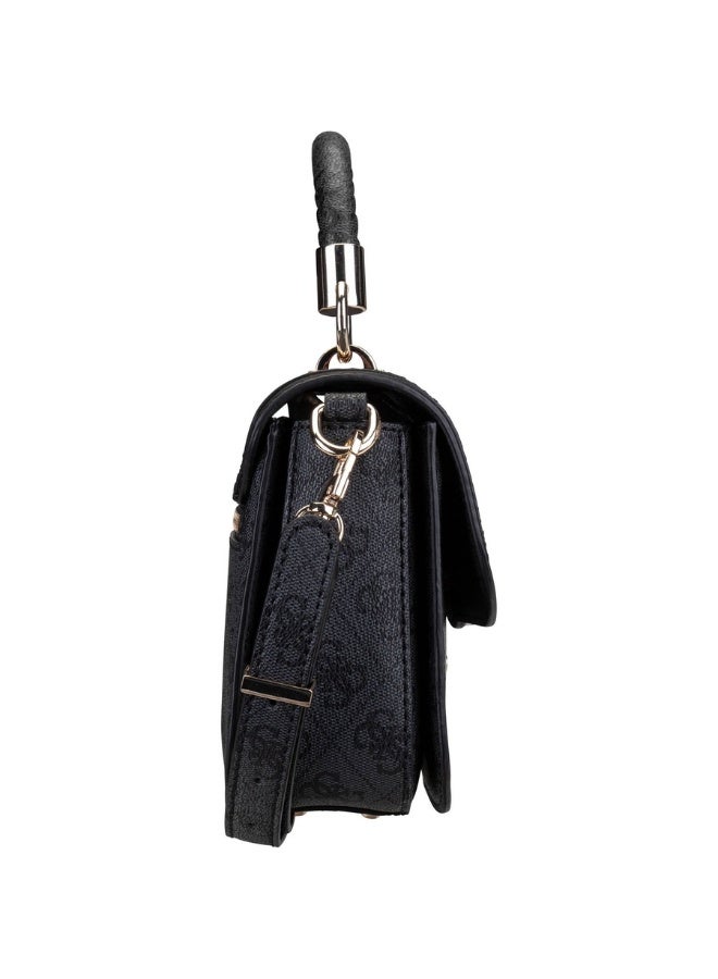 جس حقيبة يد GUESS Orlina بشعار 4G وغطاء أمامي – لون فحمي (تصميم أنيق عملي) - Image 3