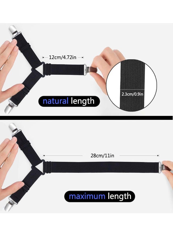 وهاواي 4PCS Bed Sheet Straps, Adjustable Bed Sheet Clips Cover Grippers Holder Mattress Duvet Blanket Fastener Straps Fixing Slip Resistant Belt, Mattress Cover, Fitted Bed Sheets,  Black  - Image 2