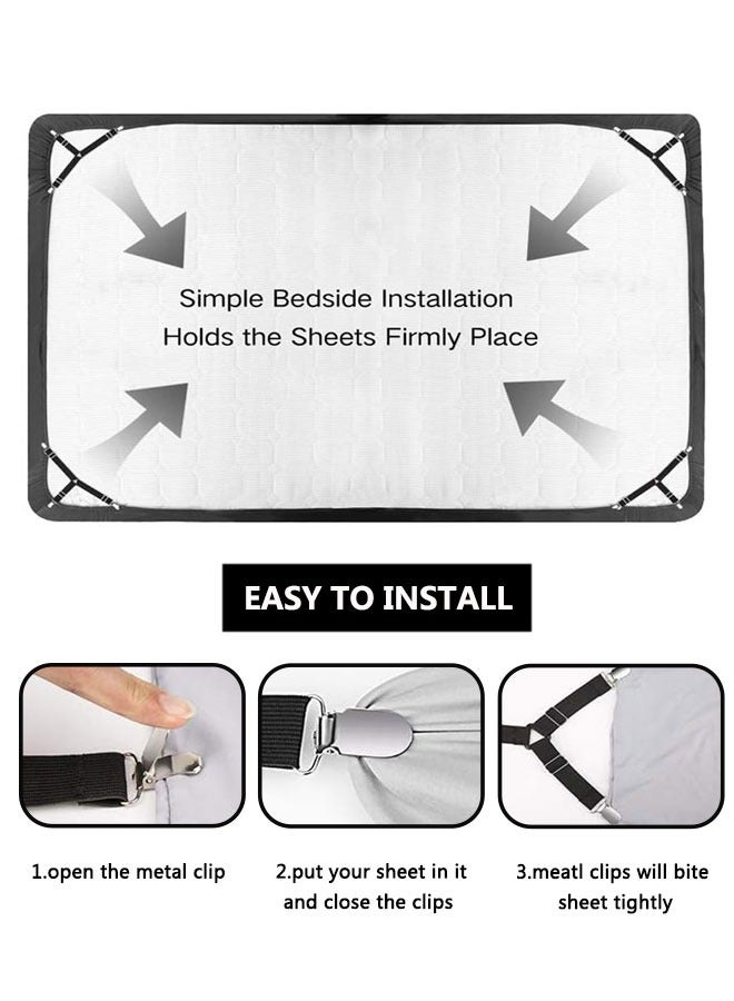 وهاواي 4PCS Bed Sheet Straps, Adjustable Bed Sheet Clips Cover Grippers Holder Mattress Duvet Blanket Fastener Straps Fixing Slip Resistant Belt, Mattress Cover, Fitted Bed Sheets,  Black  - Image 4