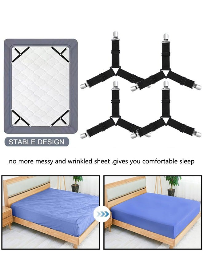 وهاواي 4PCS Bed Sheet Straps, Adjustable Bed Sheet Clips Cover Grippers Holder Mattress Duvet Blanket Fastener Straps Fixing Slip Resistant Belt, Mattress Cover, Fitted Bed Sheets,  Black  - Image 5